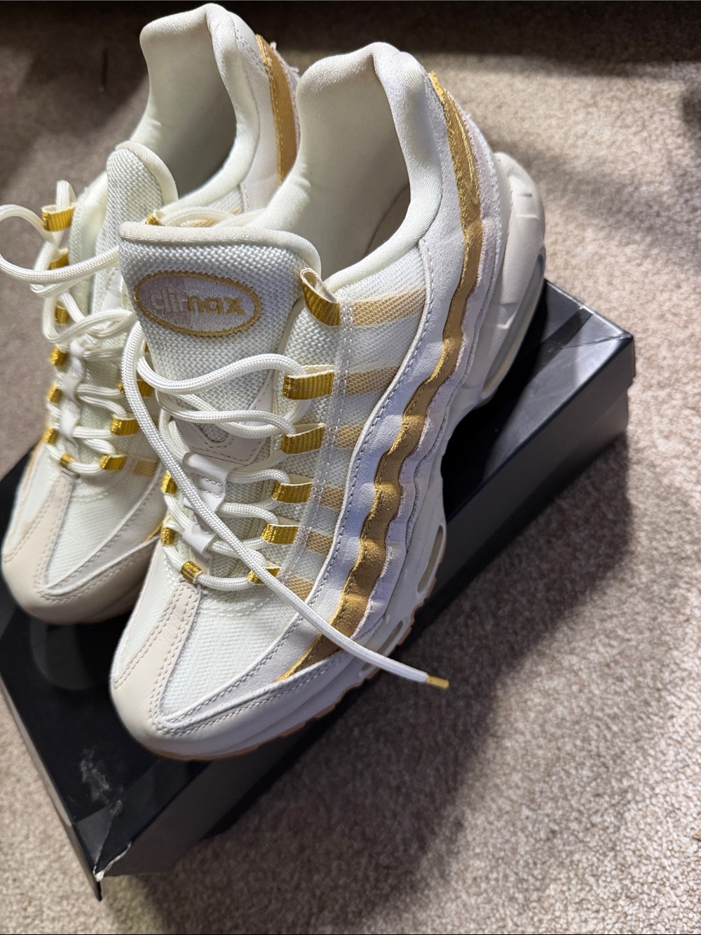 Nike Women’s White and Gold Air Max Sneakers